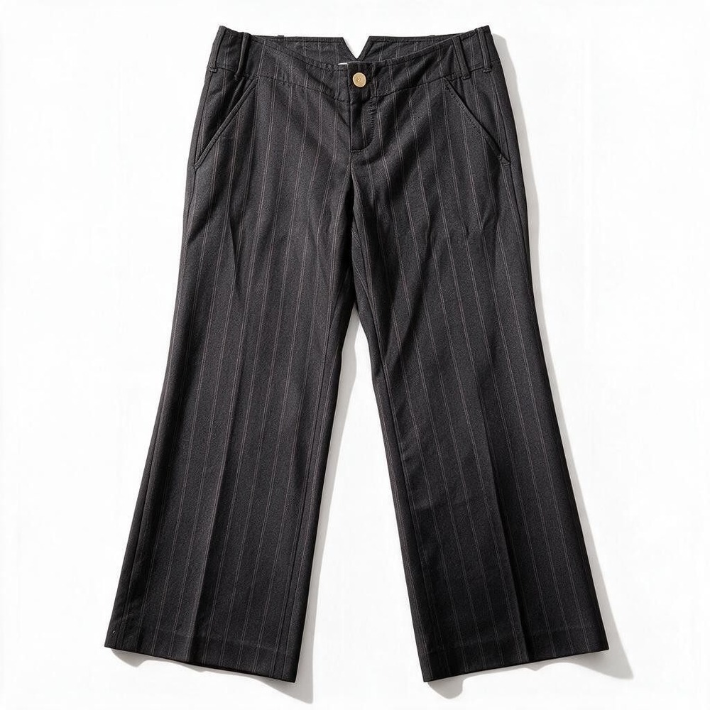 Banana Republic Trousers 0 Brown Pinstripe Wool Blend Stretch Wide Leg